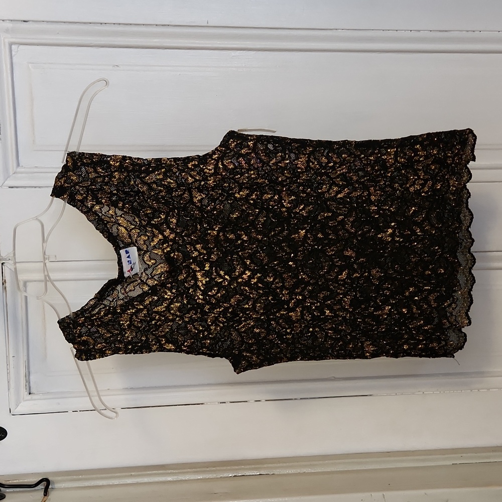 Vintage Black & Gold Lace Tank Top